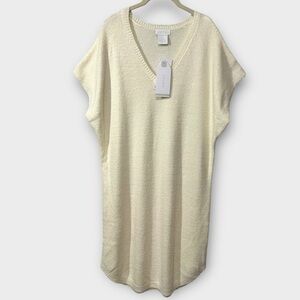 NEW Softies Cozy Cloud Caftan Women's S/M Ivory Nightgown Sleep Shirt Robe‎